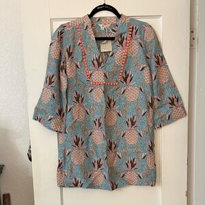 Boden Blue and Pink Patterned Top